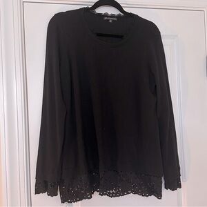 Black lace hem and cuff sweater